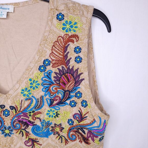 Sundance Tank Top Womens Small Brown Paisley Embroidered - Picture 4 of 10